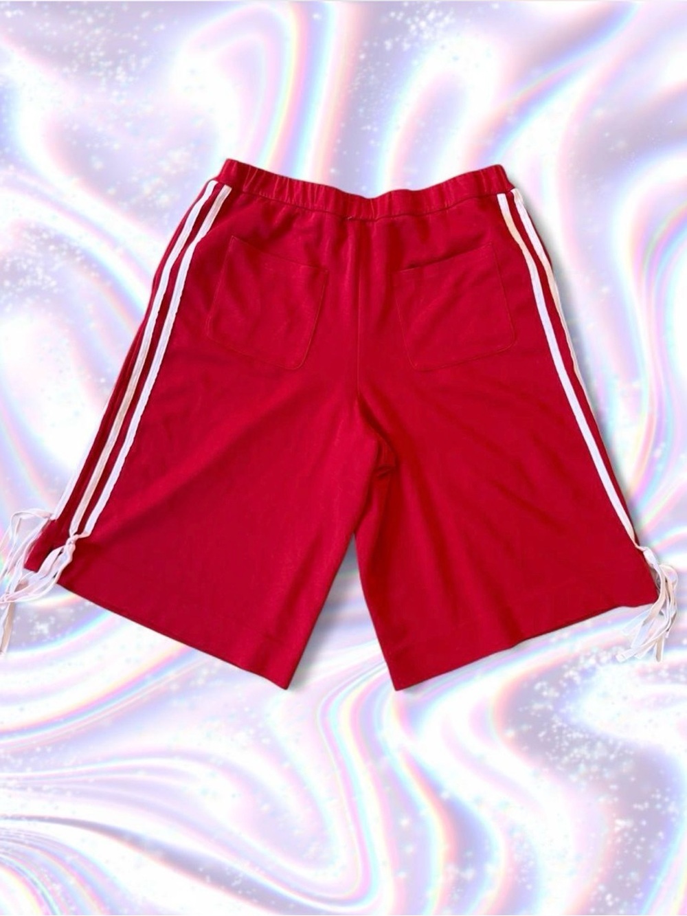 Anthropologie Red Bermuda Shorts with White Side Stripes - Picture 7 of 8